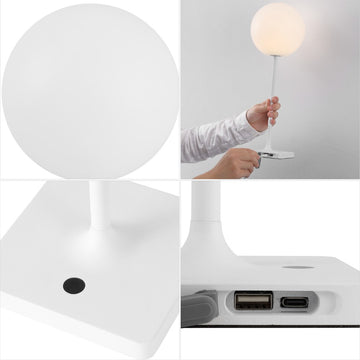Allie 17.5" Modern Minimalist Indoor/Outdoor Metal Globe Rechargeable/Cordless Dimmable Integrated LED Table Lamp with Touch Sensor